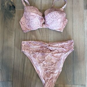 Pink Snake Print Bra and Panty Set